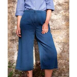 NEW BIBICO carrie wide leg culottes trousers in textured denim